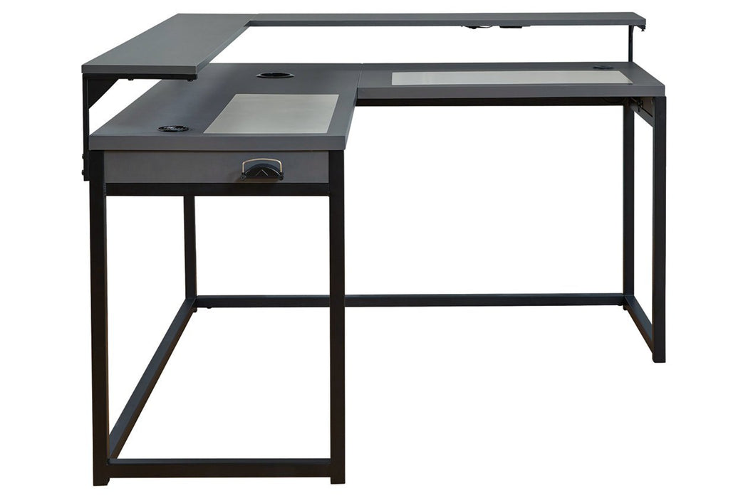 Lynxtyn Two-tone Home Office L-Desk - Lara Furniture