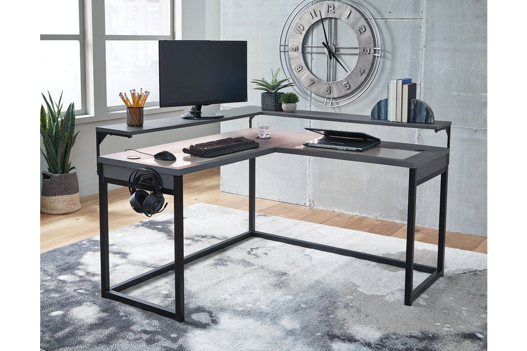 Lynxtyn Two-tone Home Office L-Desk - Lara Furniture