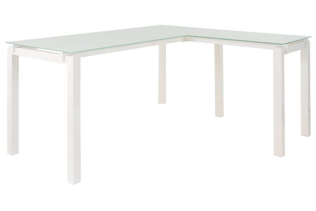 Baraga White Home Office L-Desk - Lara Furniture