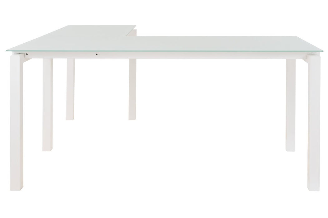 Baraga White Home Office L-Desk - Lara Furniture