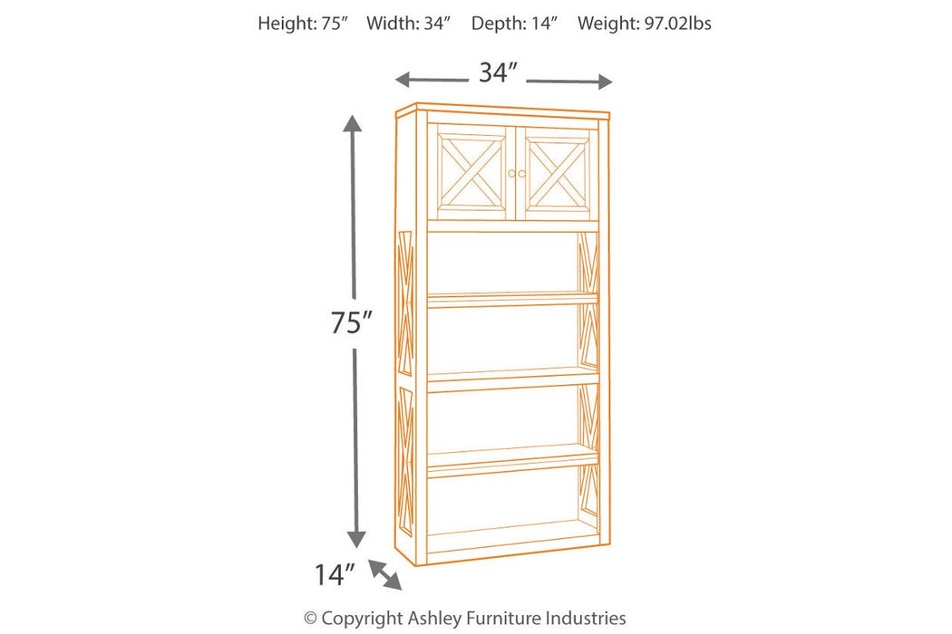 Bolanburg Two-tone 75" Bookcase - Lara Furniture