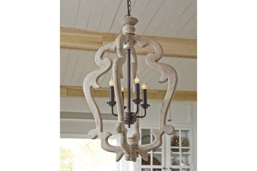 Jocelin Distressed White Pendant Light - Lara Furniture