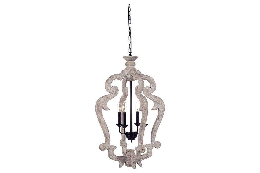 Jocelin Distressed White Pendant Light - Lara Furniture