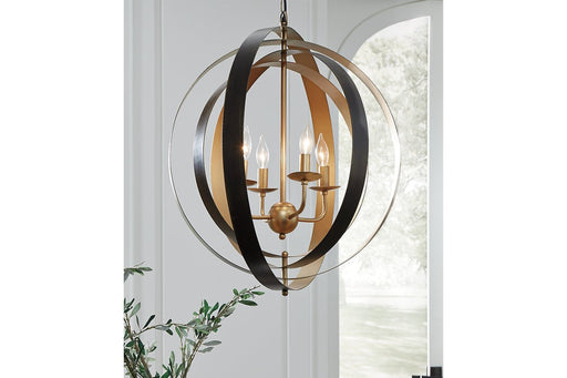 Makani Black/Gold Finish Pendant Lamp - Lara Furniture