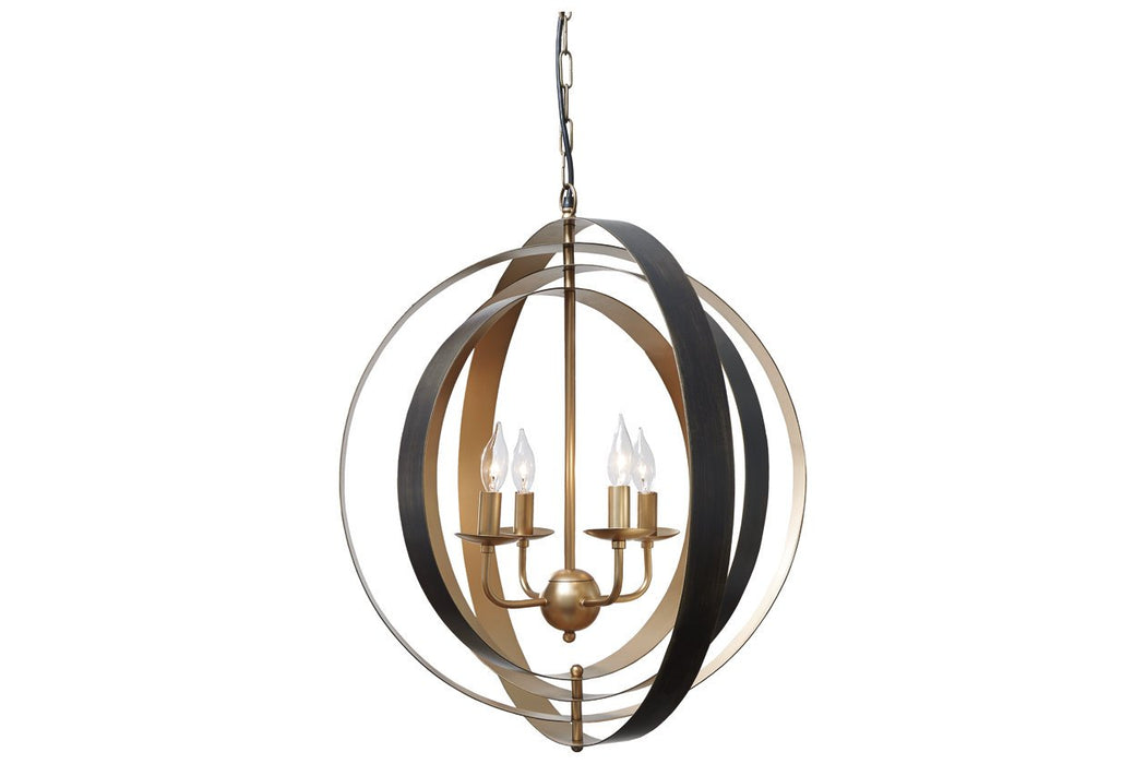 Makani Black/Gold Finish Pendant Lamp - Lara Furniture