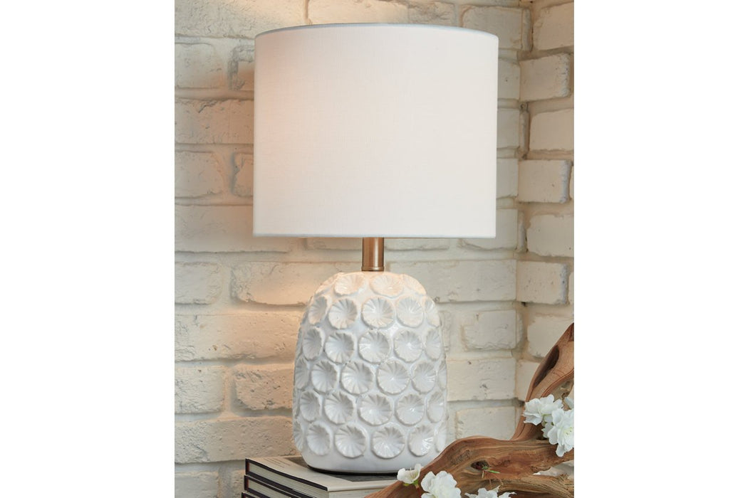 Moorbank White Table Lamp - Lara Furniture