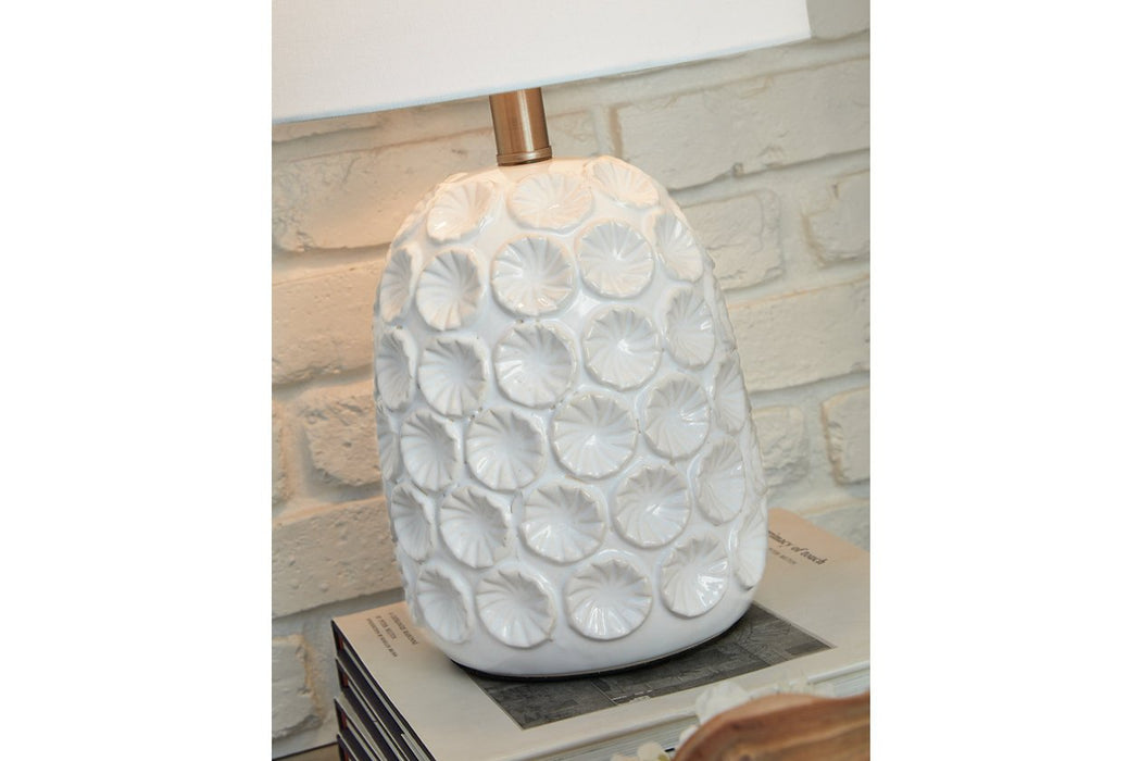 Moorbank White Table Lamp - Lara Furniture