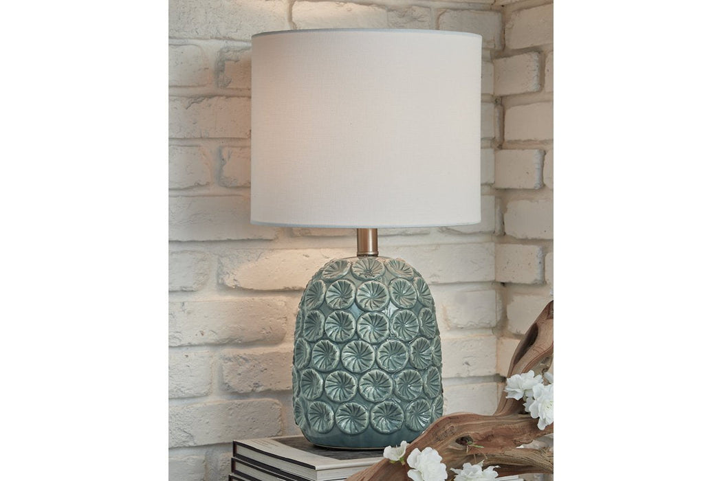 Moorbank Teal Table Lamp - Lara Furniture