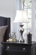 Rishona Brushed Silver Finish Table Lamp (Set of 2) - Lara Furniture