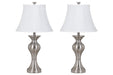 Rishona Brushed Silver Finish Table Lamp (Set of 2) - Lara Furniture