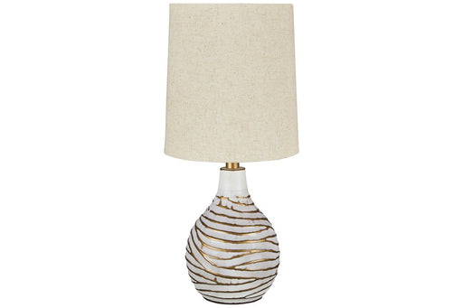 Aleela White/Gold Finish Table Lamp - Lara Furniture