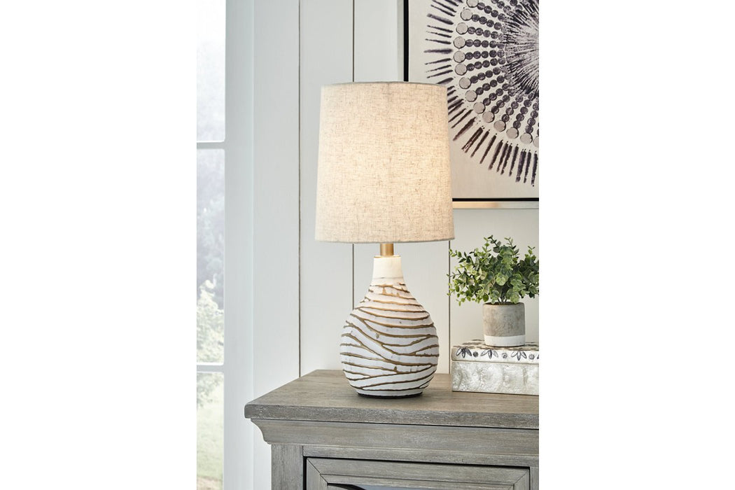 Aleela White/Gold Finish Table Lamp - Lara Furniture