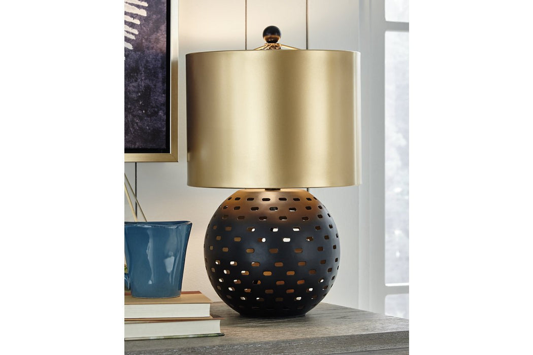 Mareike Black/Gold Finish Table Lamp - Lara Furniture