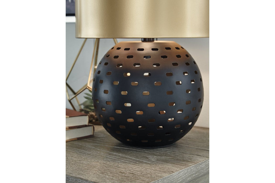 Mareike Black/Gold Finish Table Lamp - Lara Furniture