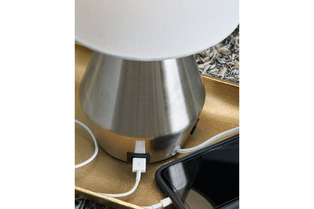 Lanry Silver Finish Table Lamp - Lara Furniture