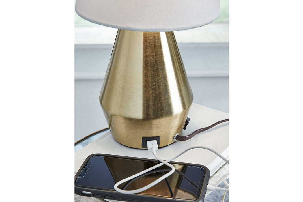 Lanry Brass Finish Table Lamp - Lara Furniture