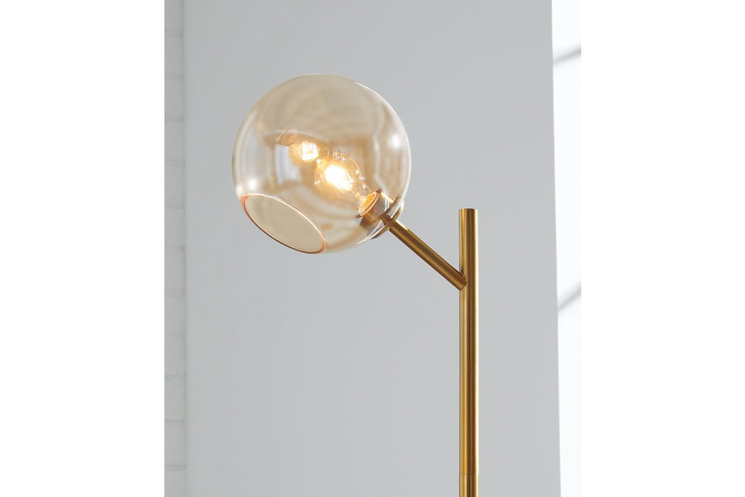 Abanson Amber/Gold Finish Floor Lamp - Lara Furniture