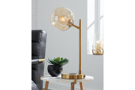 Abanson Amber/Gold Finish Desk Lamp - Lara Furniture