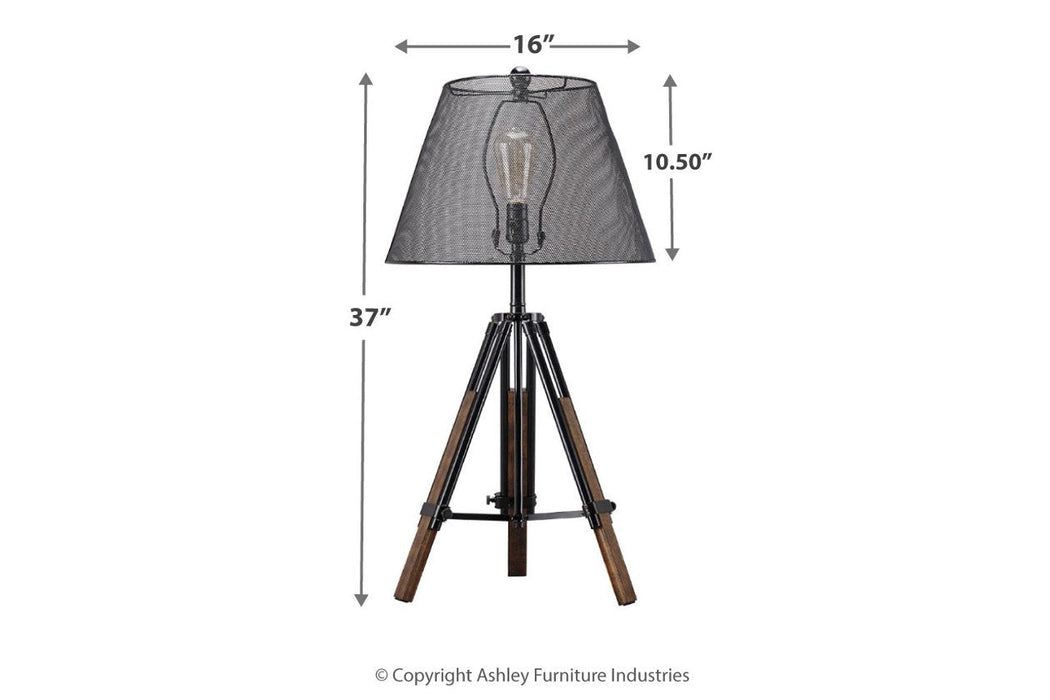 Leolyn Black/Brown Table Lamp - Lara Furniture