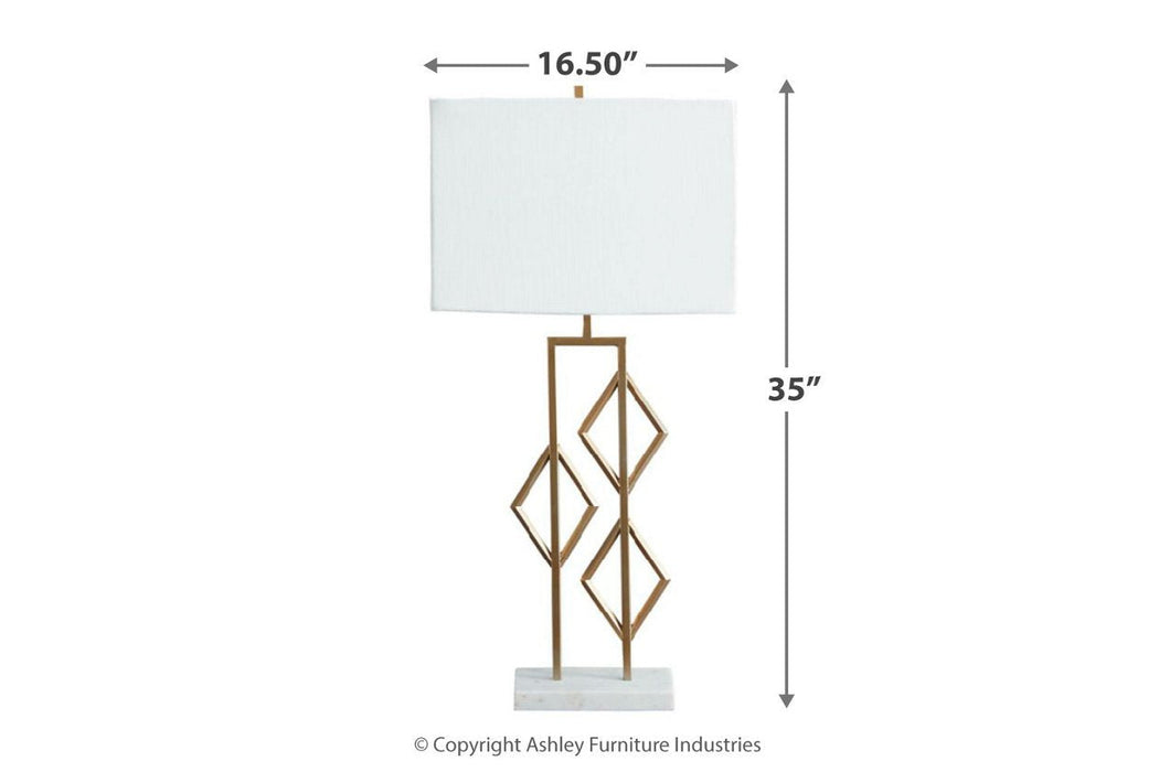 Edsel Champagne/White Table Lamp - Lara Furniture