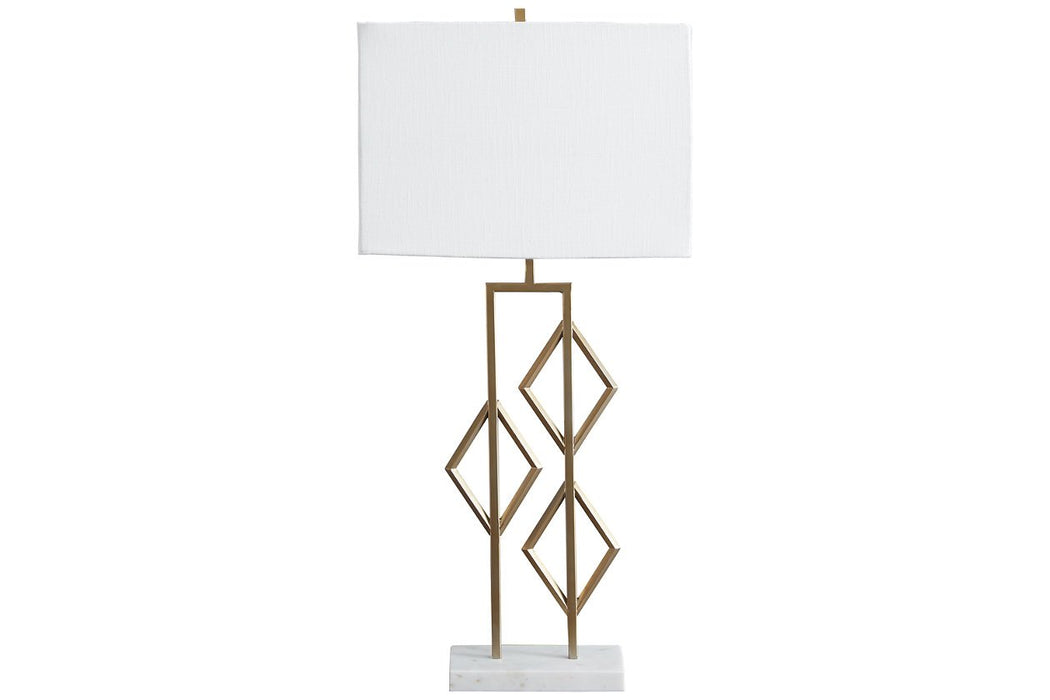 Edsel Champagne/White Table Lamp - Lara Furniture