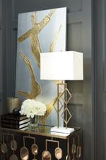 Edsel Champagne/White Table Lamp - Lara Furniture