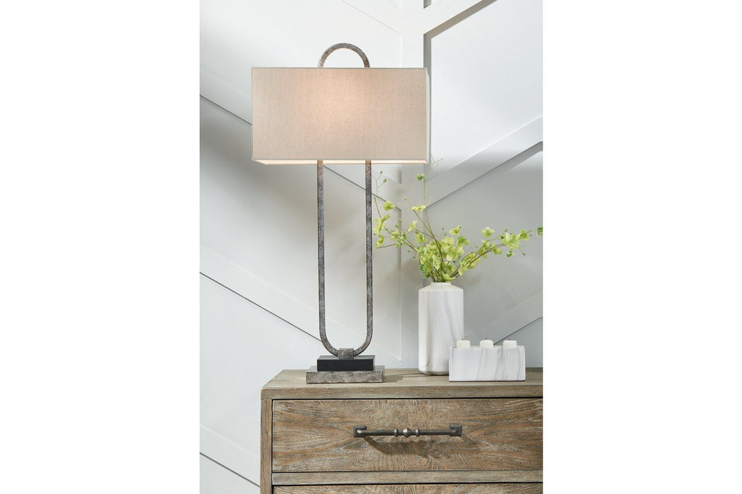 Bennish Antique Silver Finish Table Lamp - Lara Furniture