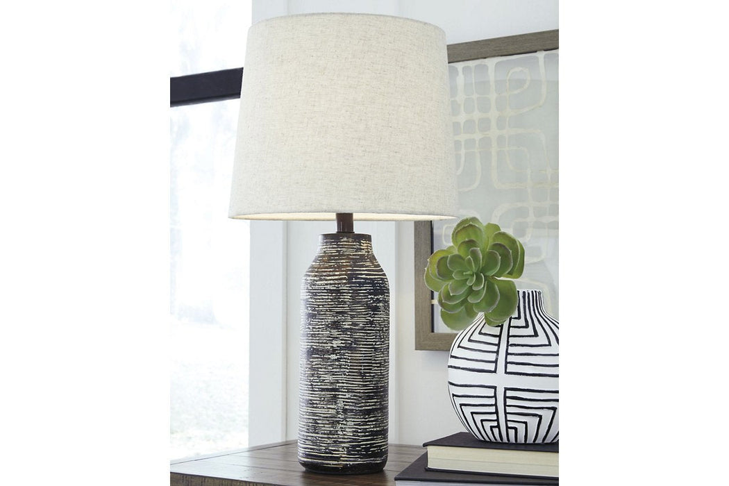 Mahima Black/White Table Lamp (Set of 2) - Lara Furniture