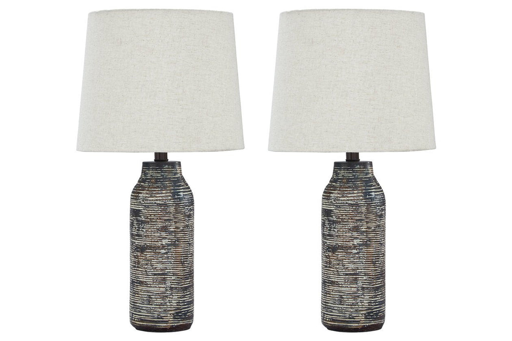 Mahima Black/White Table Lamp (Set of 2) - Lara Furniture