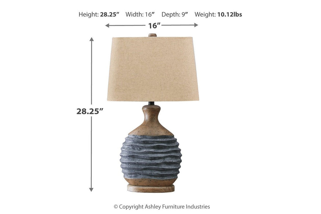 Medlin Gray/Beige Table Lamp - Lara Furniture