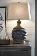 Medlin Gray/Beige Table Lamp - Lara Furniture