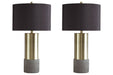 Jacek Gray/Brass Finish Table Lamp (Set of 2) - Lara Furniture