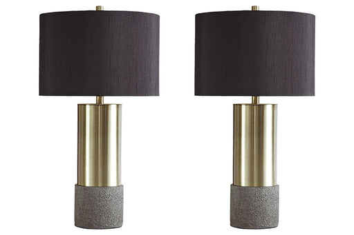 Jacek Gray/Brass Finish Table Lamp (Set of 2) - Lara Furniture