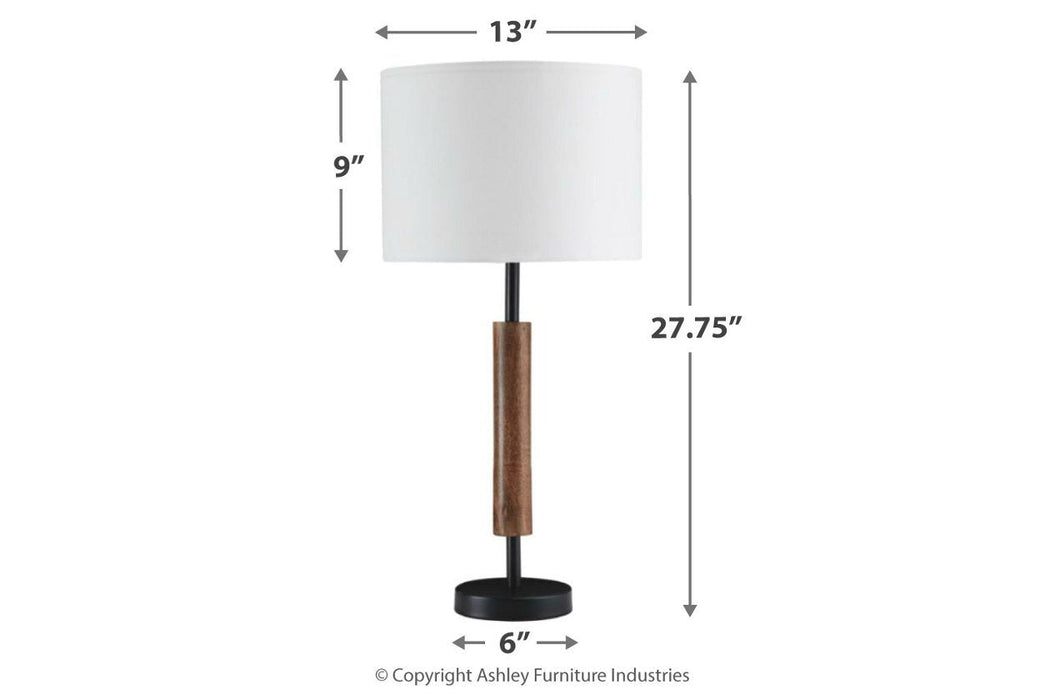 Maliny Black/Brown Table Lamp (Set of 2) - Lara Furniture