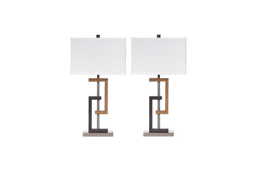 Syler Brown/Silver Finish Table Lamp (Set of 2) - Lara Furniture