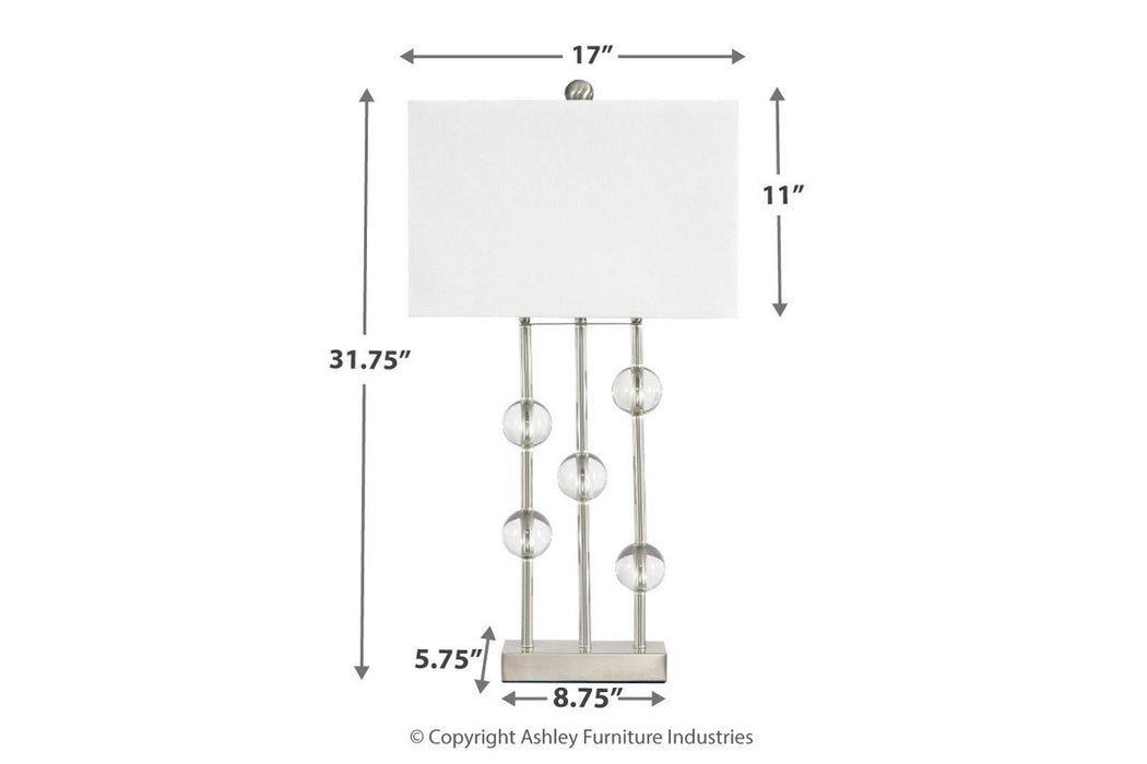 Jaala Clear/Silver Finish Table Lamp - Lara Furniture