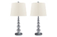 Joaquin Clear/Silver Finish Table Lamp (Set of 2) - Lara Furniture