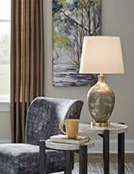 Jemarie Gray/Gold Finish Table Lamp - Lara Furniture