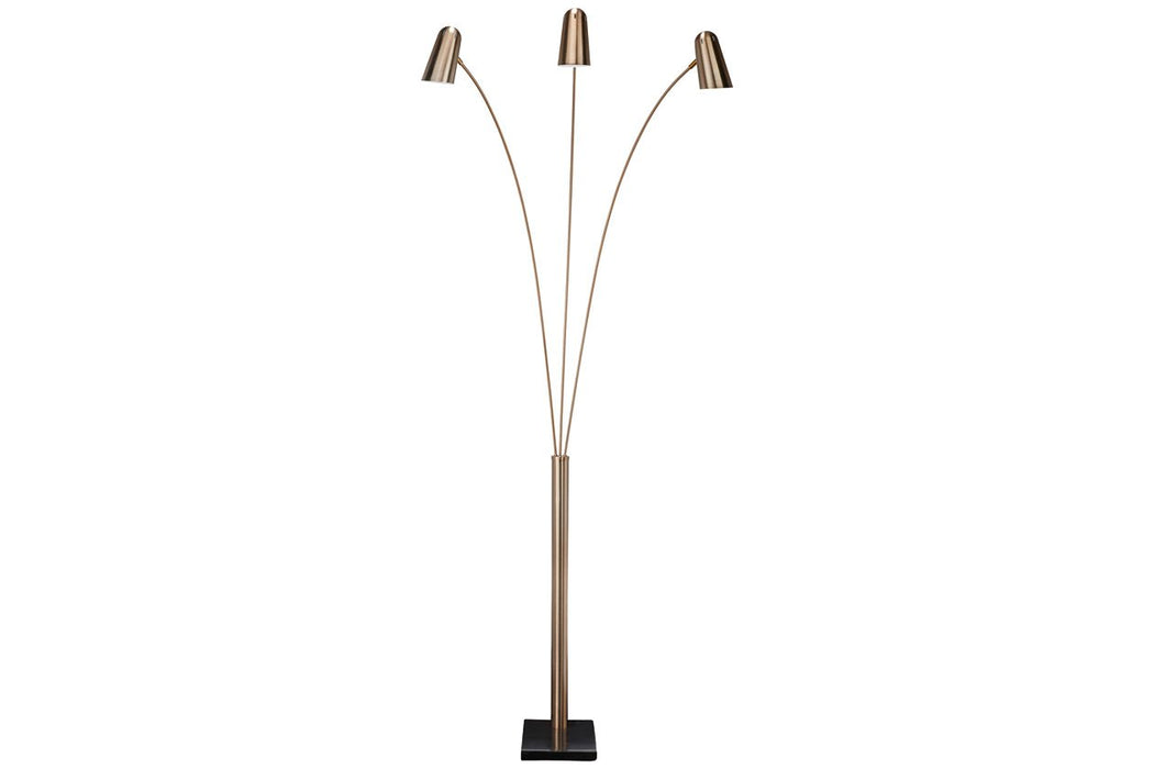 Colldale Gold Finish/Black Arc Lamp - Lara Furniture