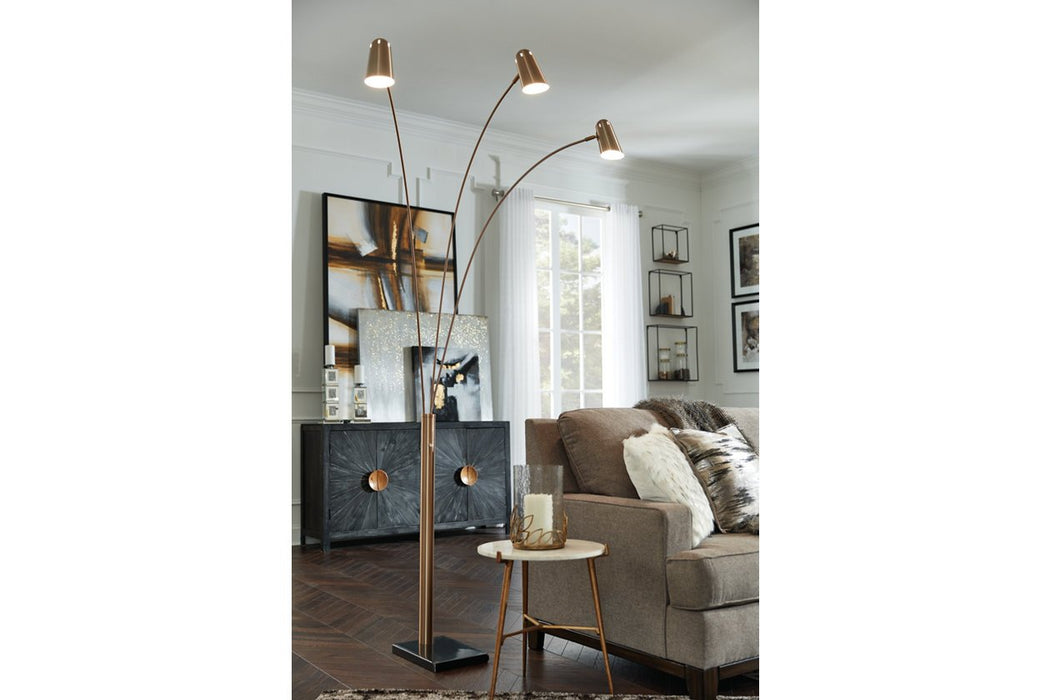 Colldale Gold Finish/Black Arc Lamp - Lara Furniture