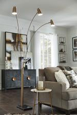 Colldale Gold Finish/Black Arc Lamp - Lara Furniture