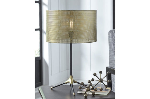 Mance Gray/Brass Finish Table Lamp - Lara Furniture