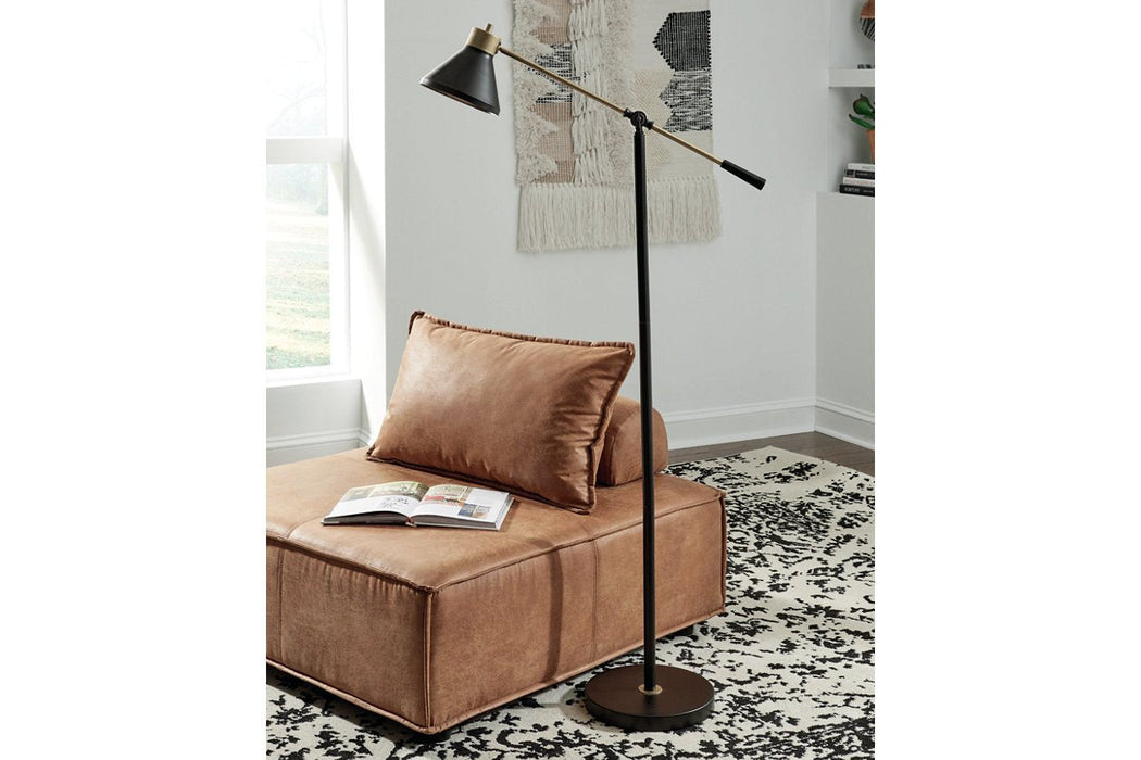 Garville Black/Gold Finish Floor Lamp - Lara Furniture