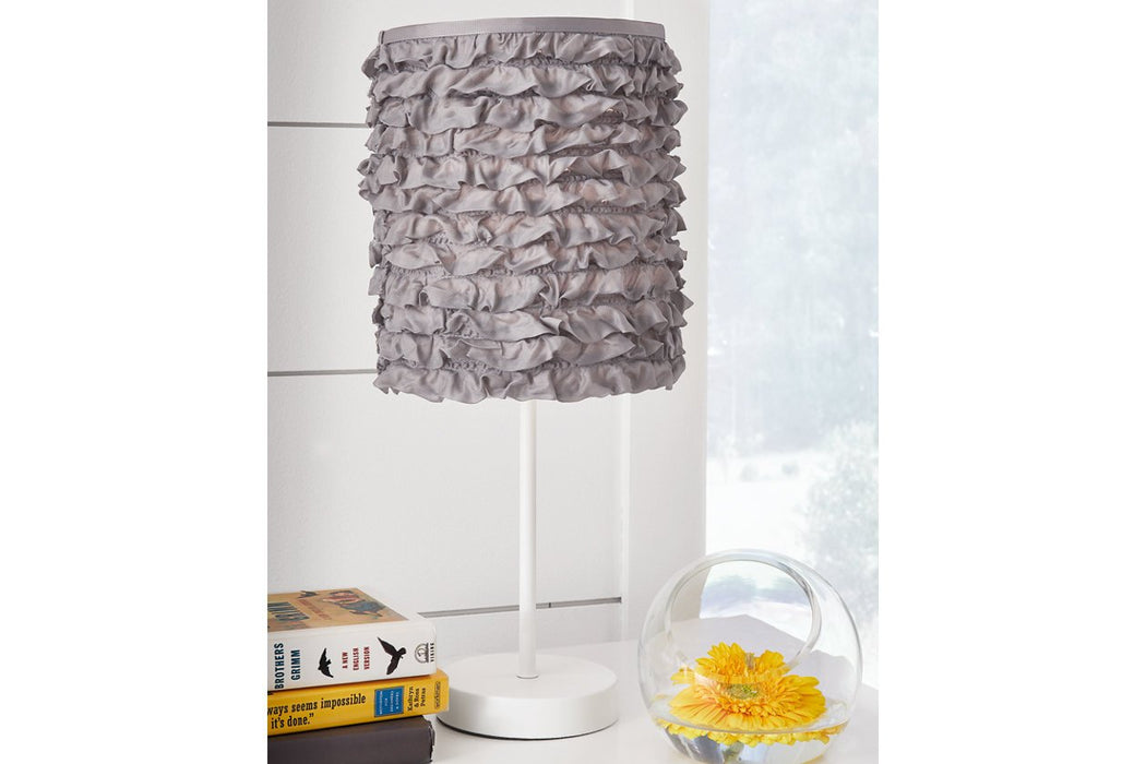 Mirette Gray/White Table Lamp - Lara Furniture