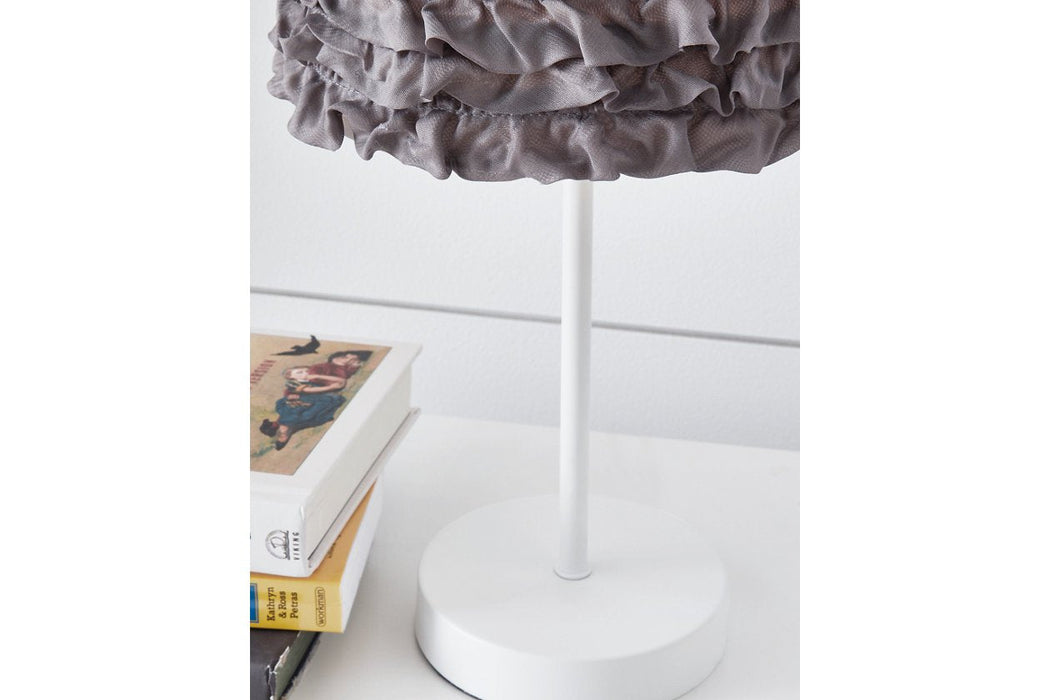 Mirette Gray/White Table Lamp - Lara Furniture