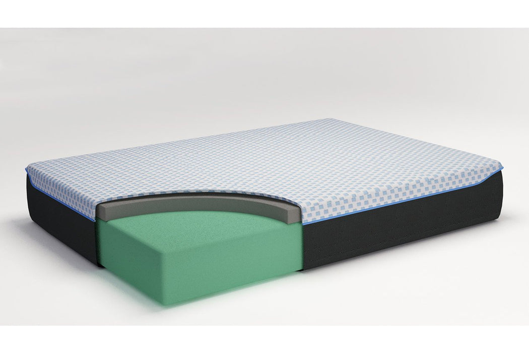 12 Inch Chime Elite White/Blue Full Memory Foam Mattress in a box - Lara Furniture