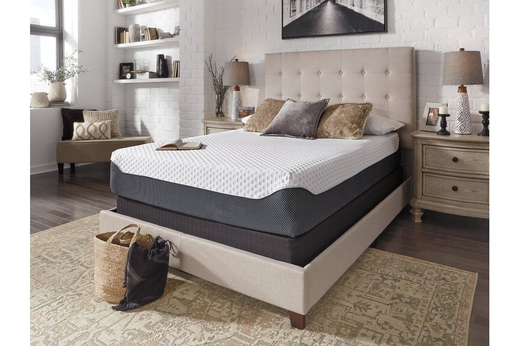 12 Inch Chime Elite White/Blue Twin Memory Foam Mattress in a box - Lara Furniture