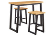 Town Wood Brown/Black Outdoor Counter Table Set (Set of 3) - Lara Furniture