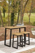 Town Wood Brown/Black Outdoor Counter Table Set (Set of 3) - Lara Furniture