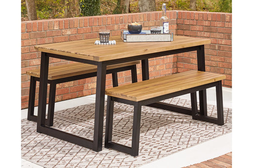 Town Wood Brown/Black Outdoor Dining Table Set (Set of 3) - Lara Furniture